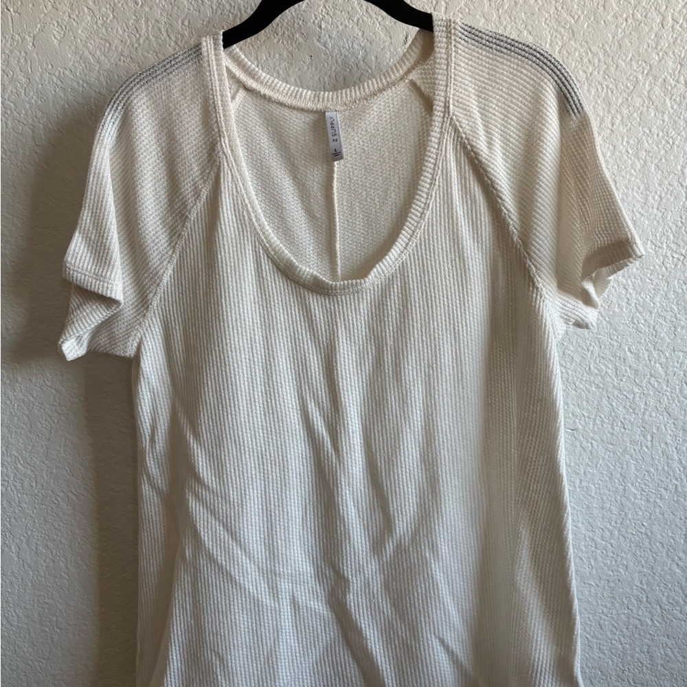 Z Supply Women's Ivory Waffle Top